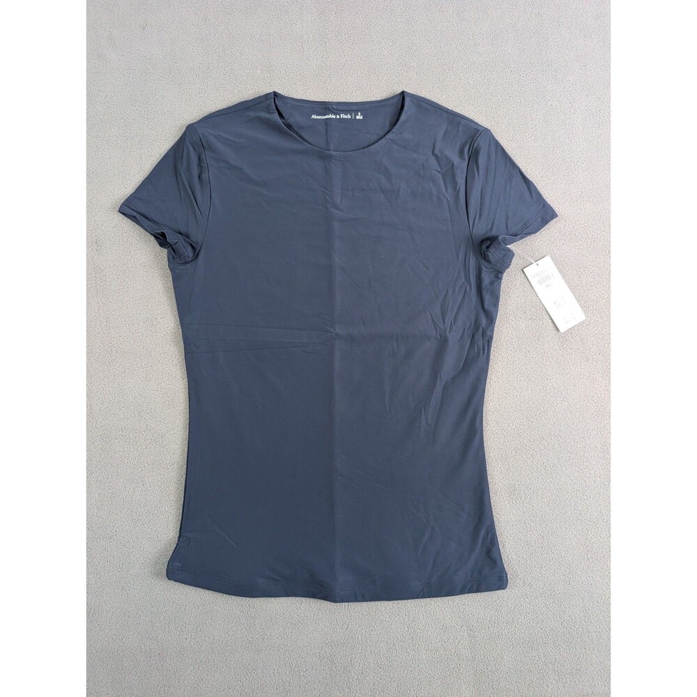 Abercrombie & Fitch Soft Matte Seamless Tuckable Baby Tee Navy Women's S NWT